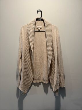 Banana Republic Cream Open-Front Rib Shawl Collar Cardigan